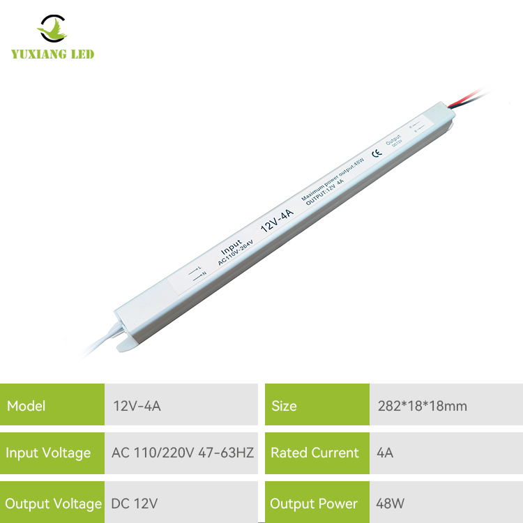 12V 4A 48W สีเงิน พาวเวอร์ซัพพลาย LED บางเฉียบบางเฉียบเป็นพิเศษ