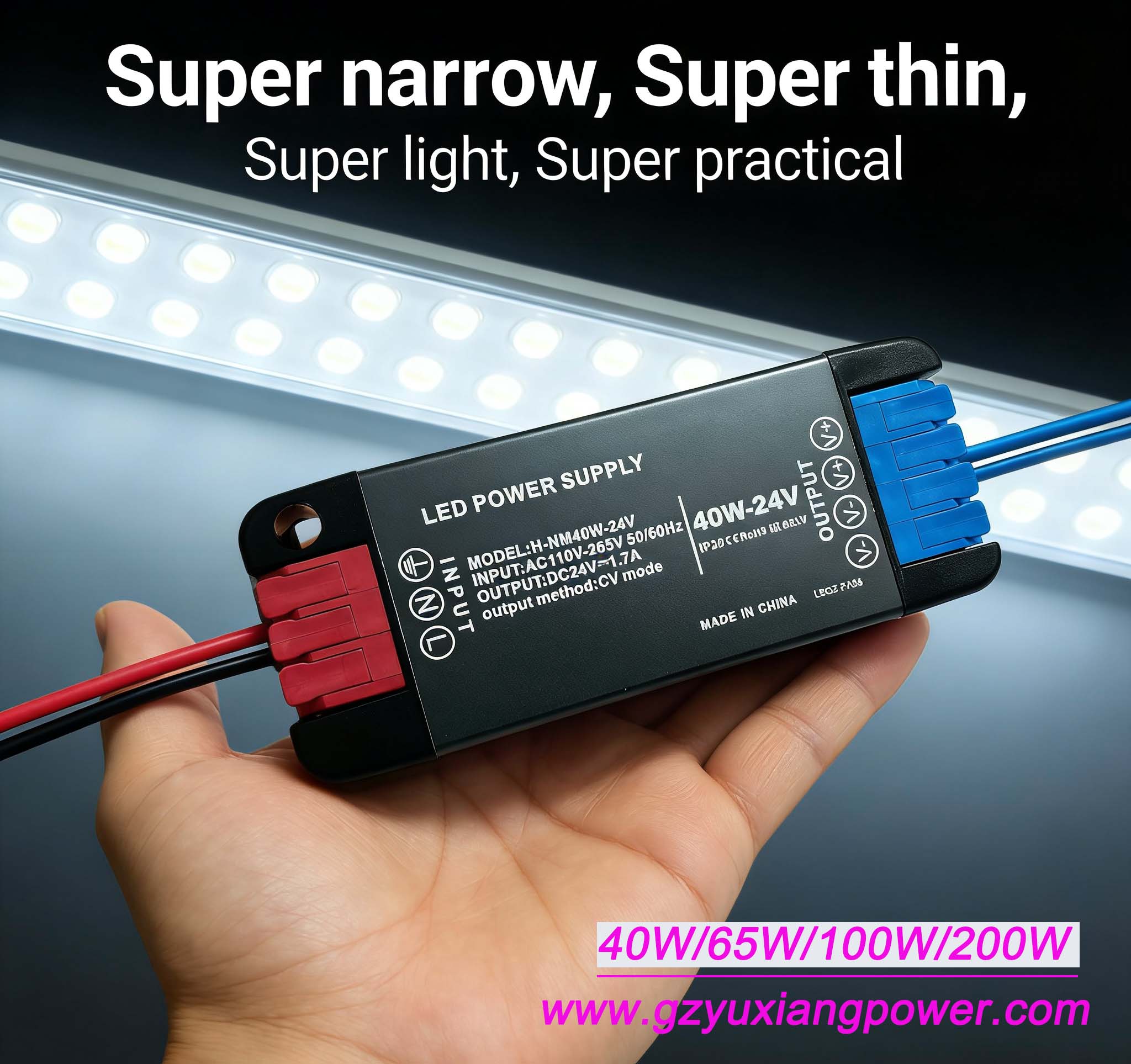 ช่วงแรงดันไฟฟ้ากว้าง 12V/24V แหล่งจ่ายไฟ DC LED บางเฉียบขนาดเล็ก ขนาดเล็ก พลังงานสูง