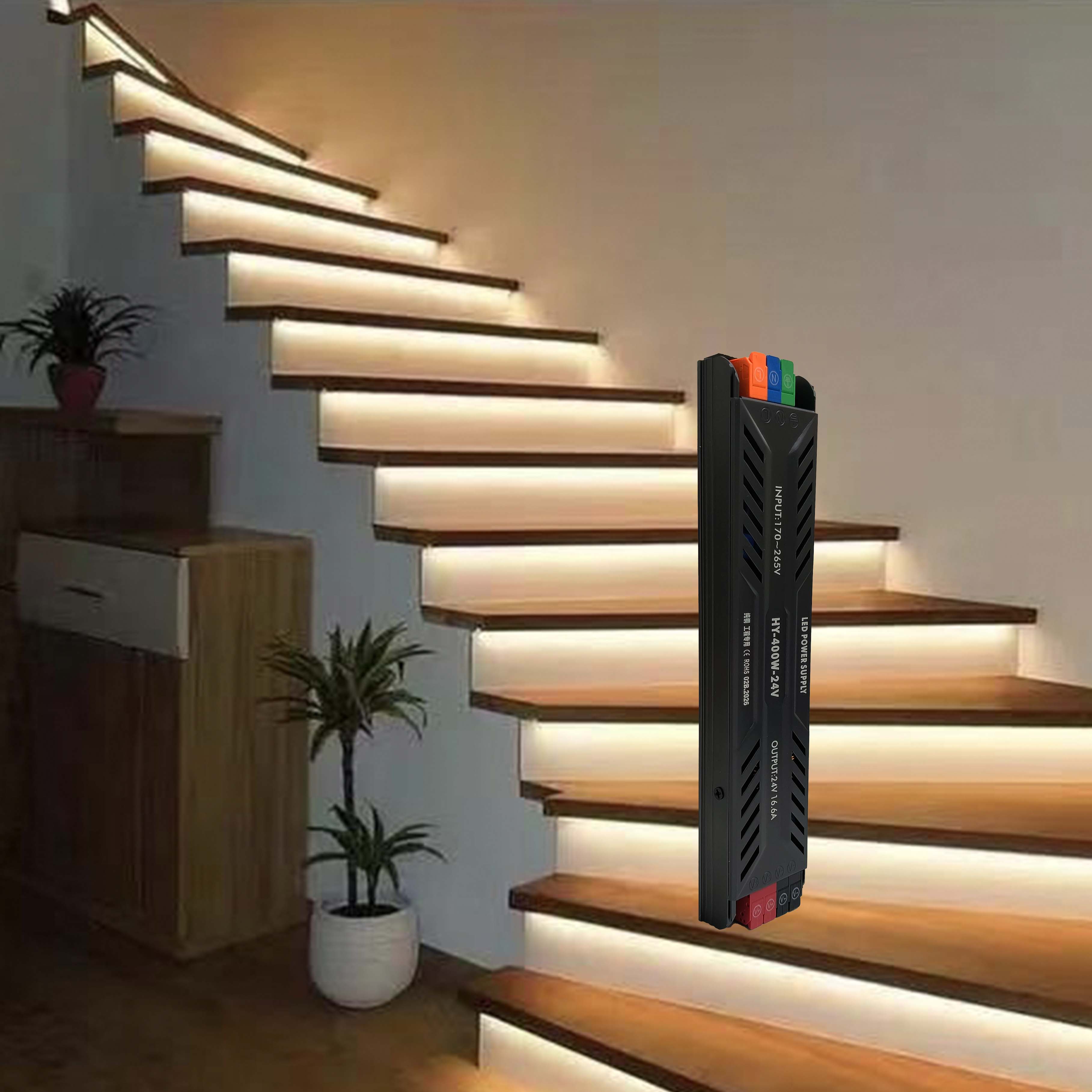 DC 24V 400W แหล่งจ่ายไฟ LED กึ่งกระถางบางเฉียบ