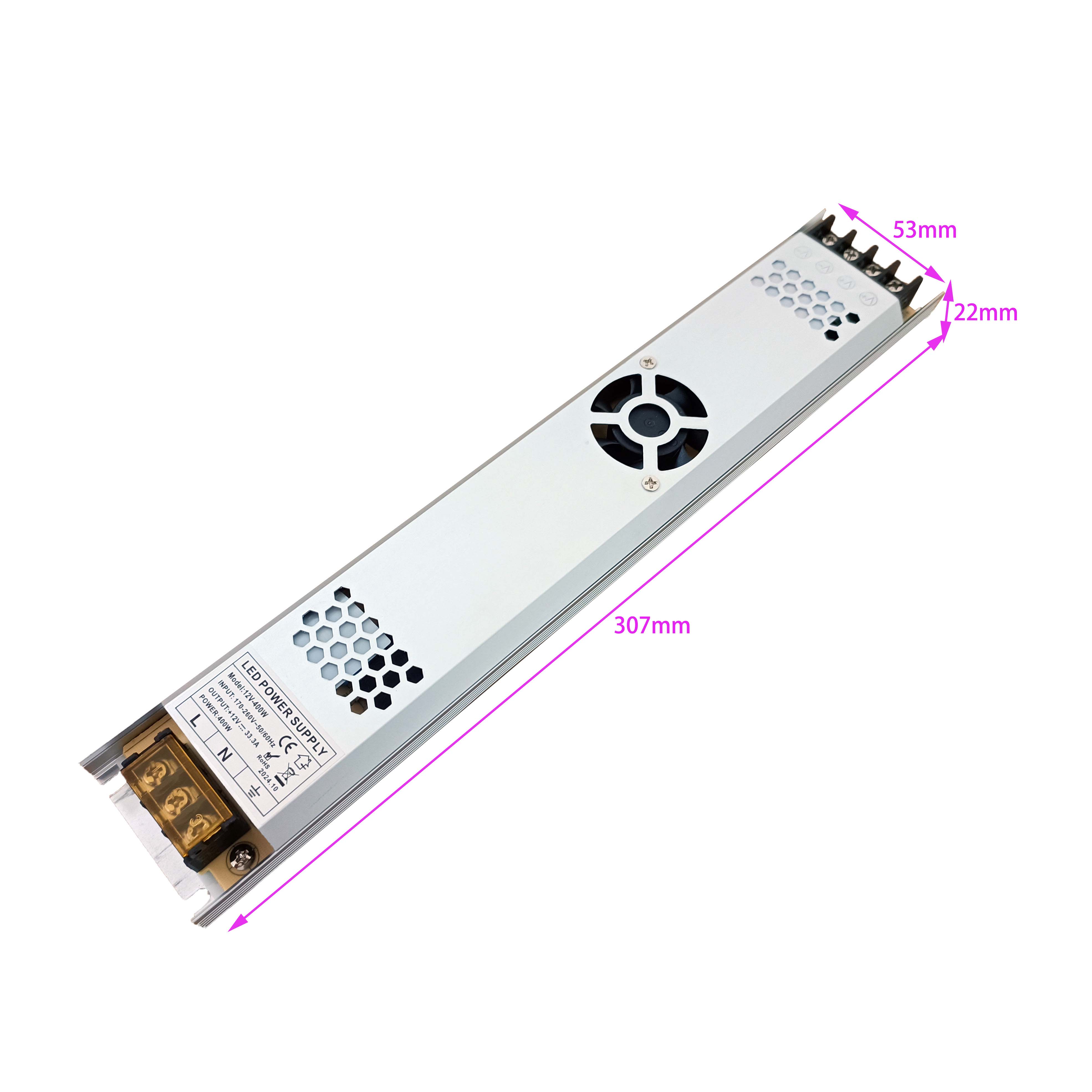 DC 12v 400w กล่องไฟ LED บางเฉียบพาวเวอร์ซัพพลาย