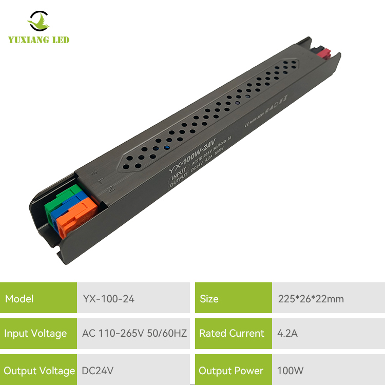 24V 100W LED พาวเวอร์ซัพพลายกึ่งกาวเชิงเส้นละเอียดพิเศษ