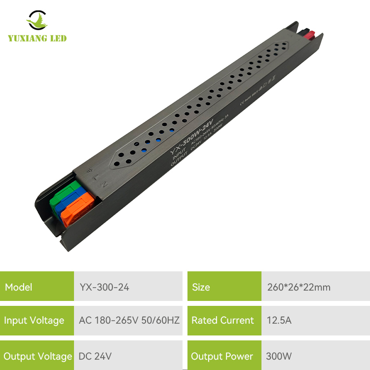 24V 300W LED พาวเวอร์ซัพพลายกึ่งกาวเชิงเส้นละเอียดพิเศษ