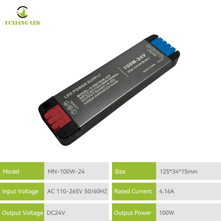 24V100W แรงดันไฟฟ้ากว้าง Mini LED แหล่งจ่ายไฟ DC บางเฉียบ