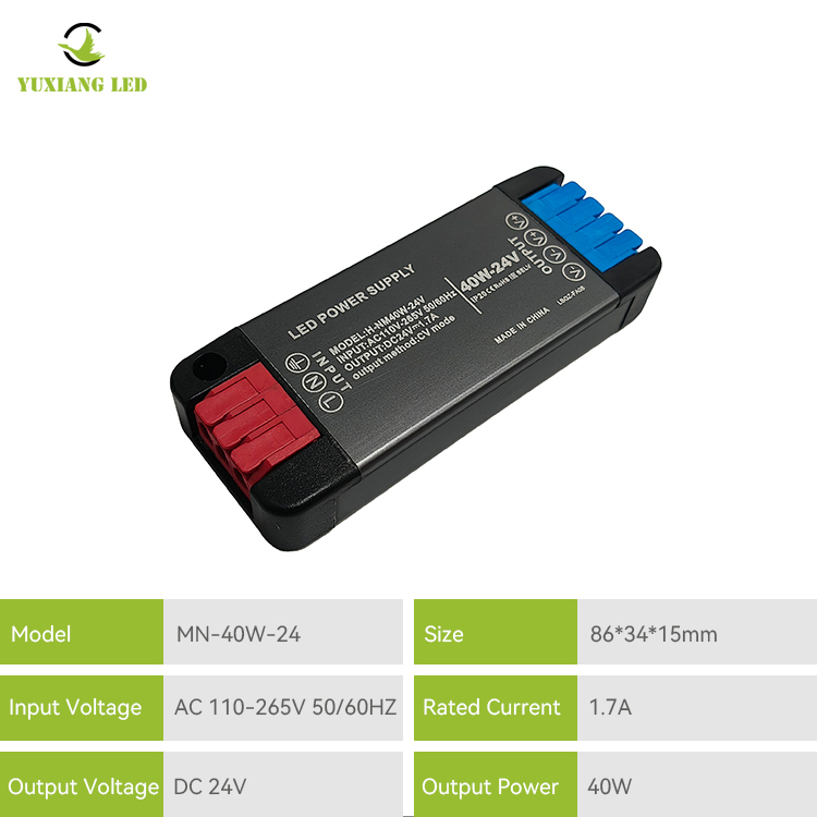 24V40W แรงดันไฟฟ้ากว้าง Mini LED แหล่งจ่ายไฟ DC บางเฉียบ