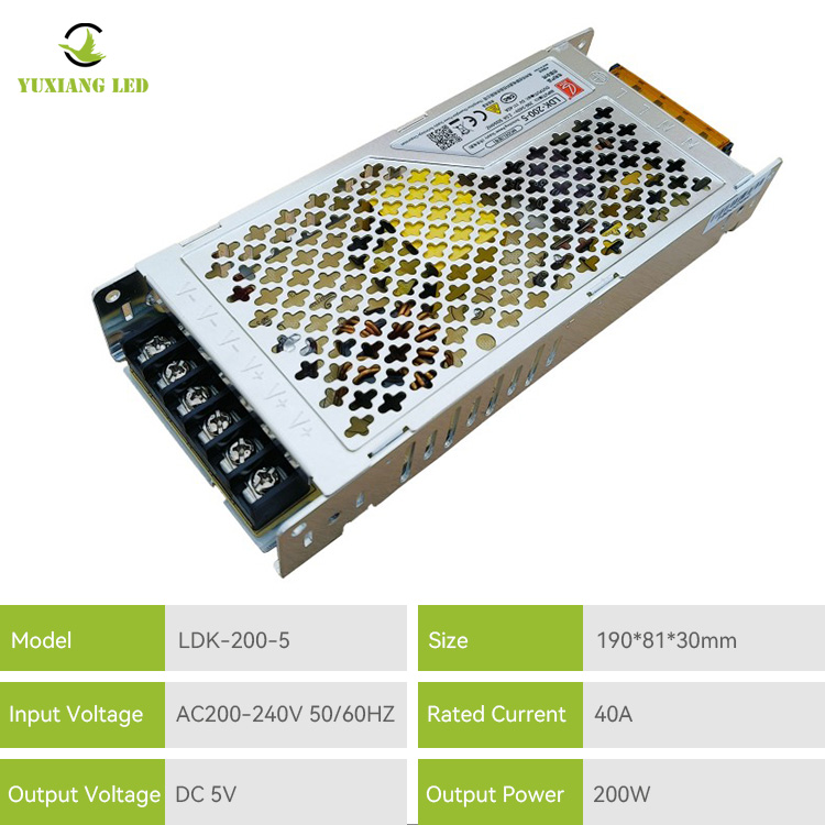 แหล่งจ่ายไฟจอแสดงผล LED บางเฉียบ AC/DC LDK-200-5