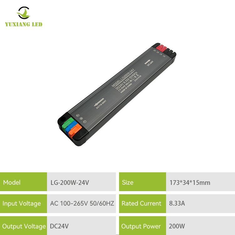 DC 24V200W พาวเวอร์ซัพพลาย LED บางเฉียบ