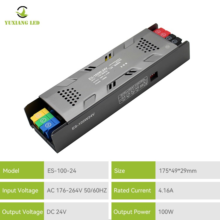 แหล่งจ่ายไฟเชิงเส้น LED แบบกึ่งกระถางหรี่แสงได้ ES รุ่น 24V 100W