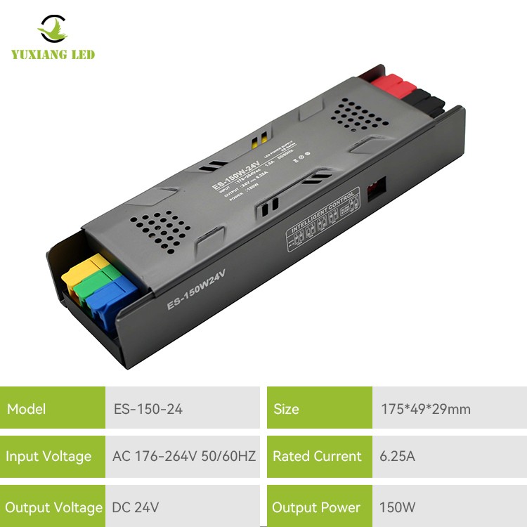 แหล่งจ่ายไฟเชิงเส้น LED แบบกึ่งกระถางหรี่แสงได้ ES รุ่น 24V 150W